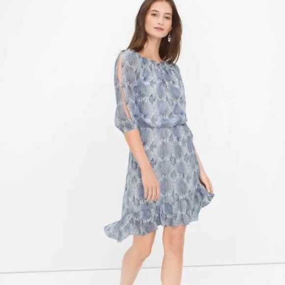 White House Black Market 3Q Snake Print Hi Lo Boho - Picture 1 of 9